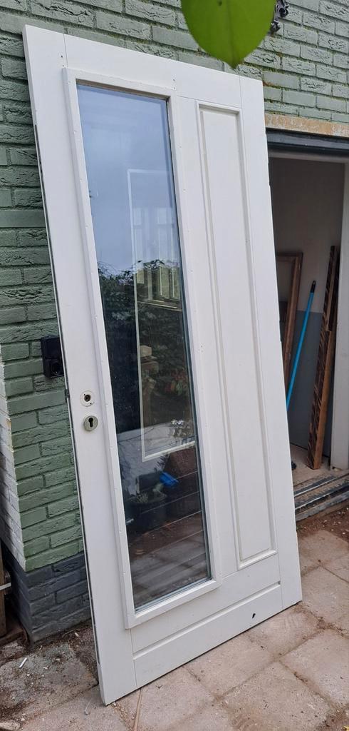 Massieve hardhouten voordeur met HR++ glas, Doe-het-zelf en Verbouw, Deuren en Horren, Buitendeur, 200 tot 215 cm, Glas, Ophalen of Verzenden
