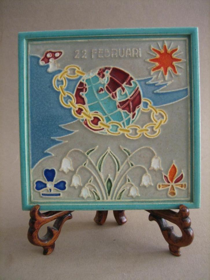 Oude cloisonne tegel scouting padvinderij Westraven Utrecht, Verzamelen, Scouting, Gebruikt, Overige typen, Ophalen of Verzenden