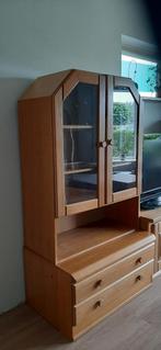 Vitrinekast in 2 delen   met verlichting Blank eiken., Huis en Inrichting, Kasten | Vitrinekasten, Ophalen, Gebruikt, 50 tot 100 cm