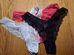 3 dames strings maat M, Verzenden, Zwart, String