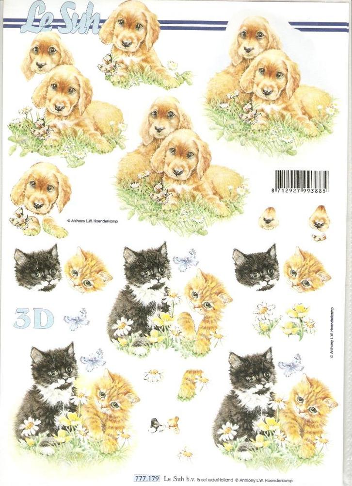 d8 knipvel le suh 777.179 poezen honden, Hobby en Vrije tijd, Kaarten | Zelf maken, Nieuw, Knipvel, Dieren, Ophalen of Verzenden