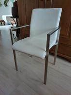 6 stuks witte (off white) kalfslederen stoelen in nieuwstaat, Ophalen, Wit, Zo goed als nieuw, Metaal