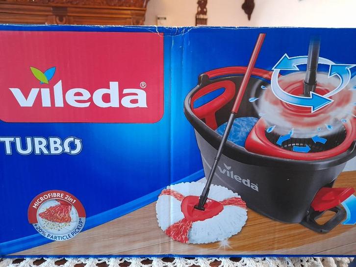 Vileda complete turboset met twee moppen NIEUW!!, Huis en Inrichting, Schoonmaakartikelen, Dweilemmer, -bak, of -wagen, Ophalen