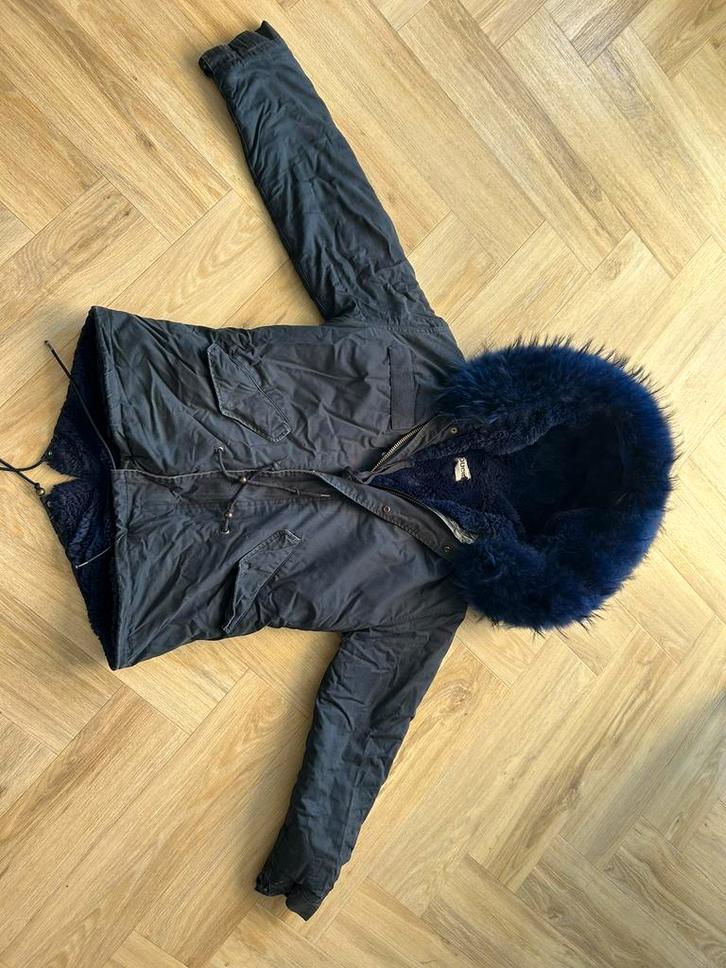 Ducie Parka - bontgevoerde jas, Kleding | Dames, Jassen | Winter, Gedragen, Maat 38/40 (M), Blauw, Ophalen of Verzenden