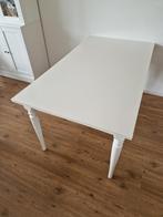 Uitschuifbare witte tafel, Huis en Inrichting, Tafels | Eettafels, Ophalen, 50 tot 100 cm, Zo goed als nieuw, Vijf personen of meer