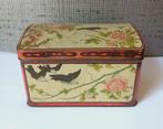 Vintage blikken trommel met vogels en rozen, Verzamelen, Blikken, Ophalen of Verzenden, Gebruikt, Overige, Overige merken