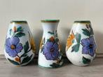 Flora Gouda plateel vaasjes trio, Ophalen of Verzenden