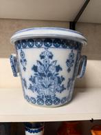 Petrus Regout champagnekoeler bloempot blauw wit, Gebruikt, Rond, Ophalen of Verzenden, Nvt