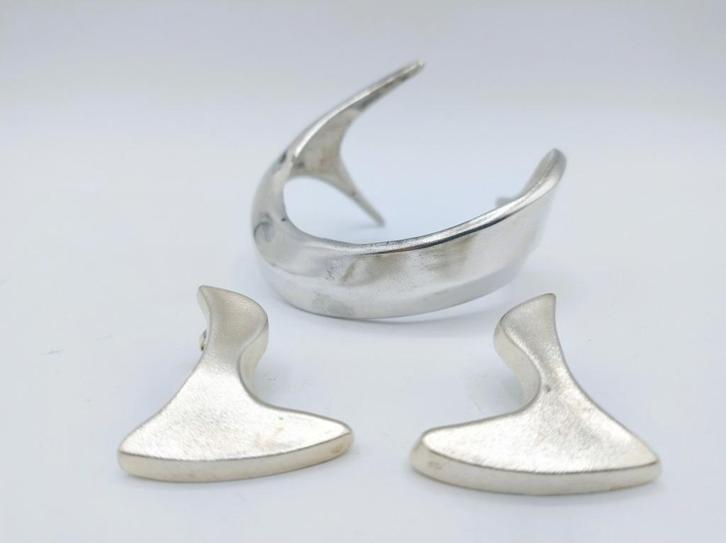 Exclusieve zilveren design armband + oorbellen, Mart Visser, Sieraden, Tassen en Uiterlijk, Oorbellen, Gebruikt, Knopjes of Stekers