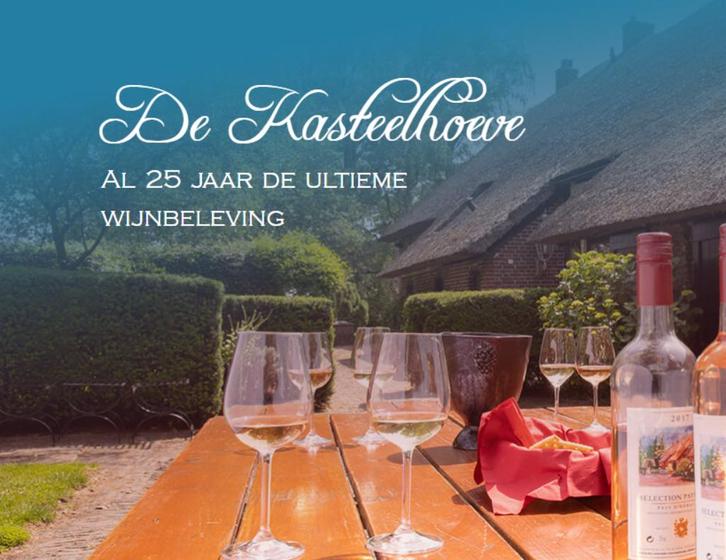 D551 Wijnproeverij aan huis van de Kasteelhoeve twv 105 euro, Tickets en Kaartjes, Kortingen en Cadeaubonnen, Drie personen of meer
