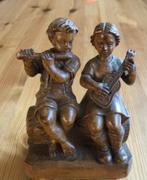 Houten beeldje van musicerende kinderen, Antiek en Kunst, Ophalen of Verzenden