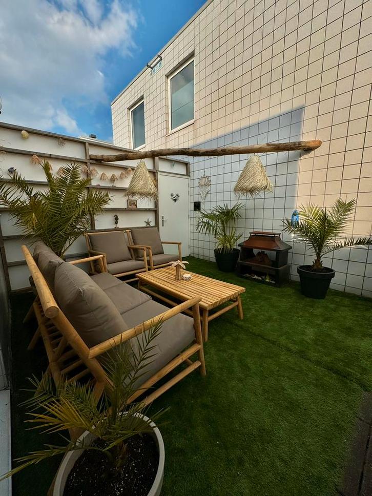 Rooty tuinset van Fonteyn, Tuin en Terras, Tuinsets en Loungesets, Zo goed als nieuw, Tuinset, Teakhout, Ophalen