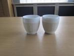 Bodum 2 wit-beige band canteen porselain bekers D8,5cm H9cm, Huis en Inrichting, Keuken | Servies, Overige typen, Ophalen of Verzenden