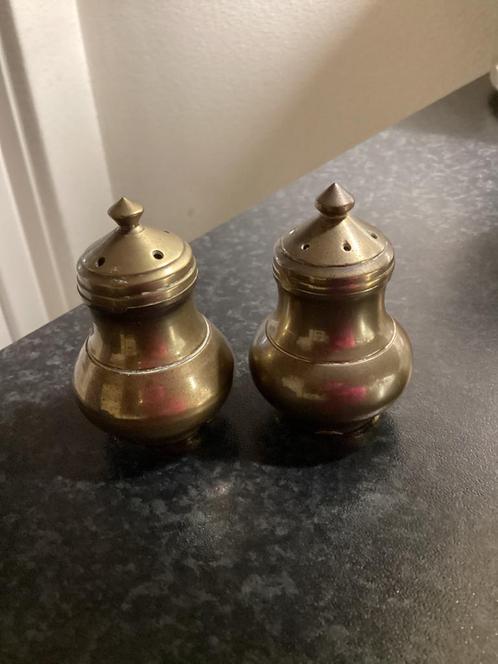 Schattig messing peper en zout stelletje, vintage, Antiek en Kunst, Curiosa en Brocante, Ophalen of Verzenden