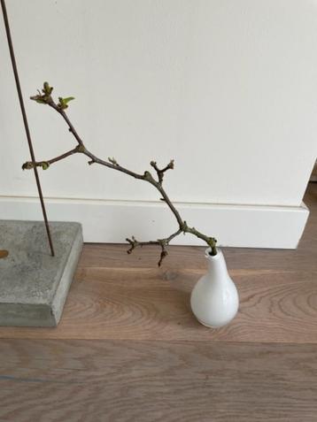 Asymmetrische vaas wit glas. A symmetrisch vaasje. beschikbaar voor biedingen