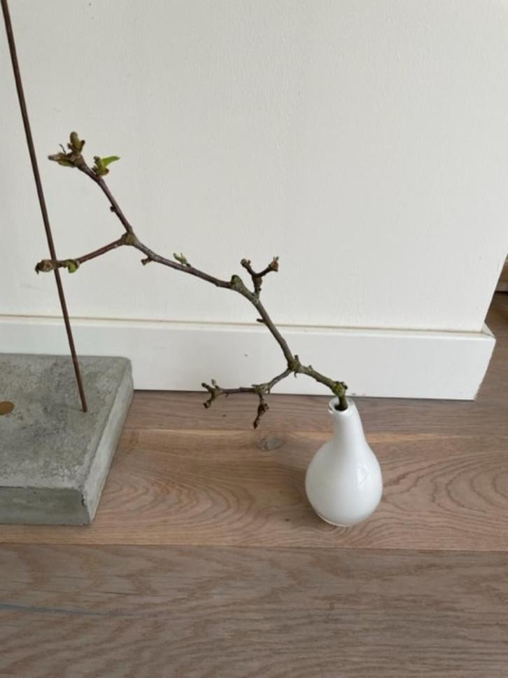 Asymmetrische vaas wit glas. A symmetrisch vaasje., Huis en Inrichting, Woonaccessoires | Vazen, Zo goed als nieuw, Wit, Minder dan 50 cm