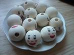 NIEUW  houten smile/gezichtje 2 cm en 3 cm beestjes mutsjes, Ophalen of Verzenden, Nieuw, Kraal