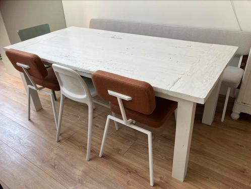 Zeer stevige witte houten eettafel 200/95 cm, Huis en Inrichting, Tafels | Eettafels, Gebruikt, 50 tot 100 cm, 200 cm of meer