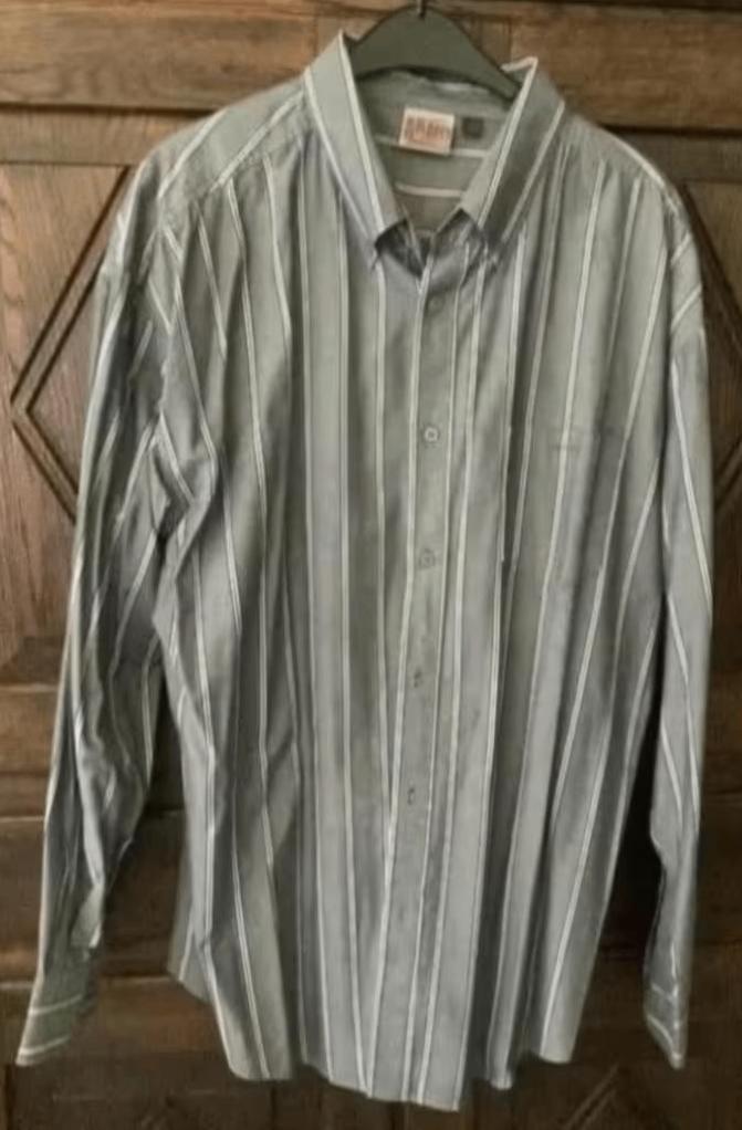 Grijs gestreept overhemd, herenhemd; XXL; AKMO UNLIMITED, Kleding | Heren, Grote Maten, Zo goed als nieuw, Overhemd, Grijs, Ophalen of Verzenden