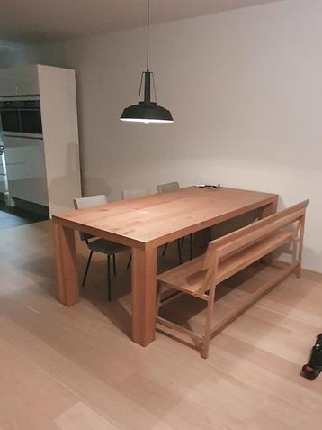 Eiken houten tafel - 220 x 100 - massief beschikbaar voor biedingen