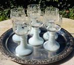 6 antieke roemer glazen witte voet puntjegaaf wijn, Ophalen of Verzenden