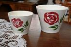 Vintage bloempotten met roos P.Regout, Antiek en Kunst, Antiek | Keramiek en Aardewerk, Ophalen of Verzenden