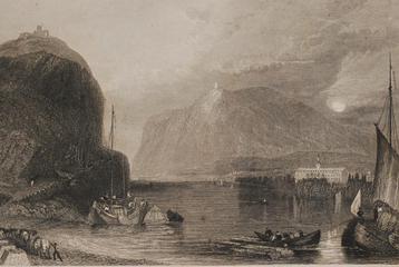 Drachenfels aan de Rijn - Antieke illustratie 19e eeuw beschikbaar voor biedingen