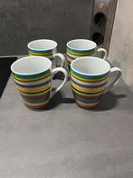 4 gestreepte bekers voor €5, Huis en Inrichting, Keuken | Servies, Ophalen, Zo goed als nieuw, Overige stijlen, Kop(pen) en/of Schotel(s)