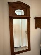 Antieke Eikenhouten Halspiegel – Art Deco – Geslepen Glas, Antiek en Kunst, Ophalen, Rechthoekig, 50 tot 100 cm, 100 tot 150 cm