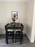 Zwarte tafel met stoelen, Ophalen, Gebruikt, 4 tot 6 stoelen