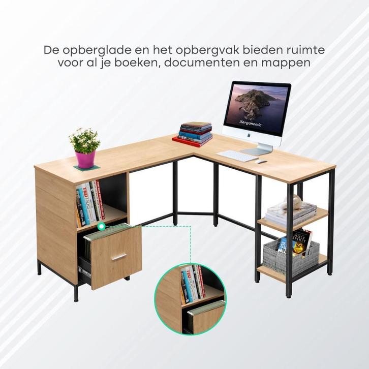 Xergonomic Hoekbureau Zwart/Naturel NIEUW, Huis en Inrichting, Bureaus, Nieuw, Bureau, Ophalen