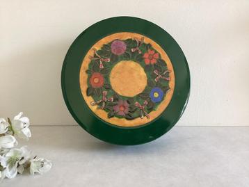 Vintage blik in kunstof en blikken deksel jaren 70 beschikbaar voor biedingen