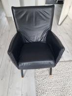 Zwarte lederen fauteuil - Gerard van den Berg design, Huis en Inrichting, Stoelen, Ophalen, Gebruikt, Zwart, Design