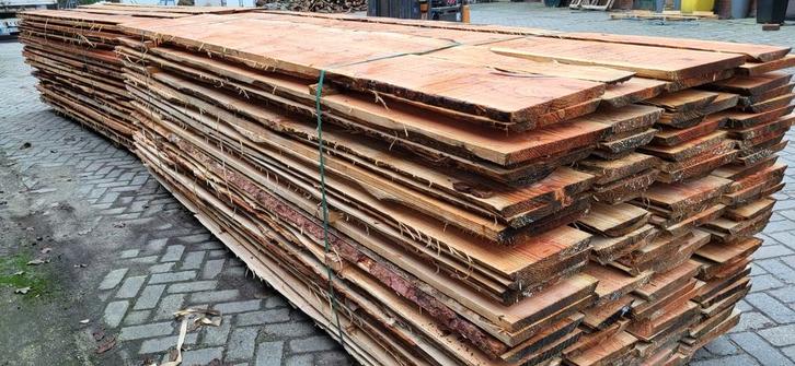 Douglas/Lariks schorsplanken, Schaaldelen, Tuin en Terras, Palen, Balken en Planken, Nieuw, Planken, 250 cm of meer, Hardhout