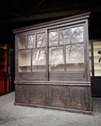 Prachtige stoere winkelkast | Olm houten vitrinekast #2606