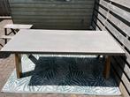 Tuintafel betonlook teak hout 215 x 95 cm ✅, Ophalen of Verzenden, Rechthoekig