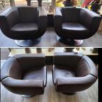 Tulip fauteuils 2x chocolade bruin leer, 75 tot 100 cm, Gebruikt, Leer, 75 tot 100 cm