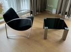 Fauteuil met tafel-> gratis af te halen vóór vrijdag 7/11, Ophalen, Gebruikt, Zwart, Metaal