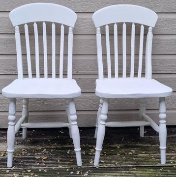 Grenen eetkamerstoelen 4 stuks wit en handgemaakt beschikbaar voor biedingen