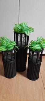 Leuke zwarte houten windlichten incl accessoires, Huis en Inrichting, Woonaccessoires | Zuilen en Pilaren, Ophalen of Verzenden