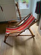 Vintage strandstoel plus 2e vintage zitstoel, Ophalen, Gebruikt, Hout, Verstelbaar