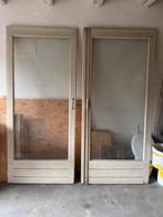 Houten Klapdeuren met enkel glas en espagnolet sluiting, Doe-het-zelf en Verbouw, Deuren en Horren, Ophalen, 80 tot 100 cm, Buitendeur