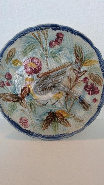 Antiek Bord met Vogel en Bloemen beschikbaar voor biedingen
