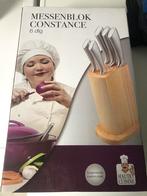 Nieuw in doos messenblok + messen, Ophalen, Nieuw, Rvs of Chroom