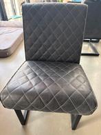 6 Antraciet lederen eetkamerstoelen/fauteuils, Ophalen, Leer, Zo goed als nieuw, Grijs