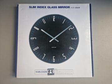 Karlsson wandklok Slim Index XL – Ø60cm zwart spiegelglas beschikbaar voor biedingen