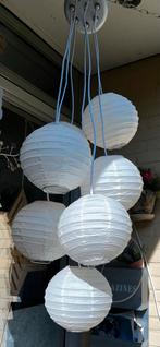 Witte lampion hanglamp met 7 lampen, Huis en Inrichting, Lampen | Hanglampen, Ophalen of Verzenden, Gebruikt, Metaal, 50 tot 75 cm