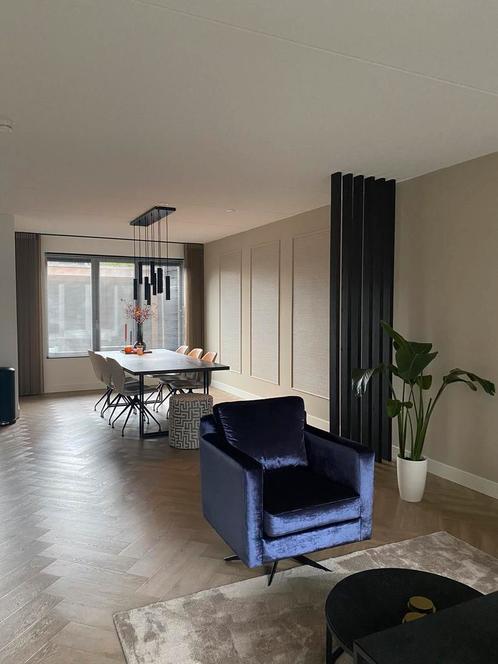 Blauw/paarse fauteuil op draaipoot, Huis en Inrichting, Fauteuils, Zo goed als nieuw, Stof, 50 tot 75 cm, Minder dan 75 cm, Ophalen of Verzenden