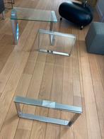 Set van 2 glazen salontafels., Ophalen, Gebruikt, 50 tot 100 cm, Minder dan 50 cm