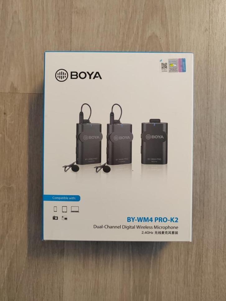 Boya BY-WM4 Pro-K2 draadloze microfoonset, Audio, Tv en Foto, Professionele Audio-, Tv- en Video-apparatuur, Nieuw, Audio, Ophalen of Verzenden